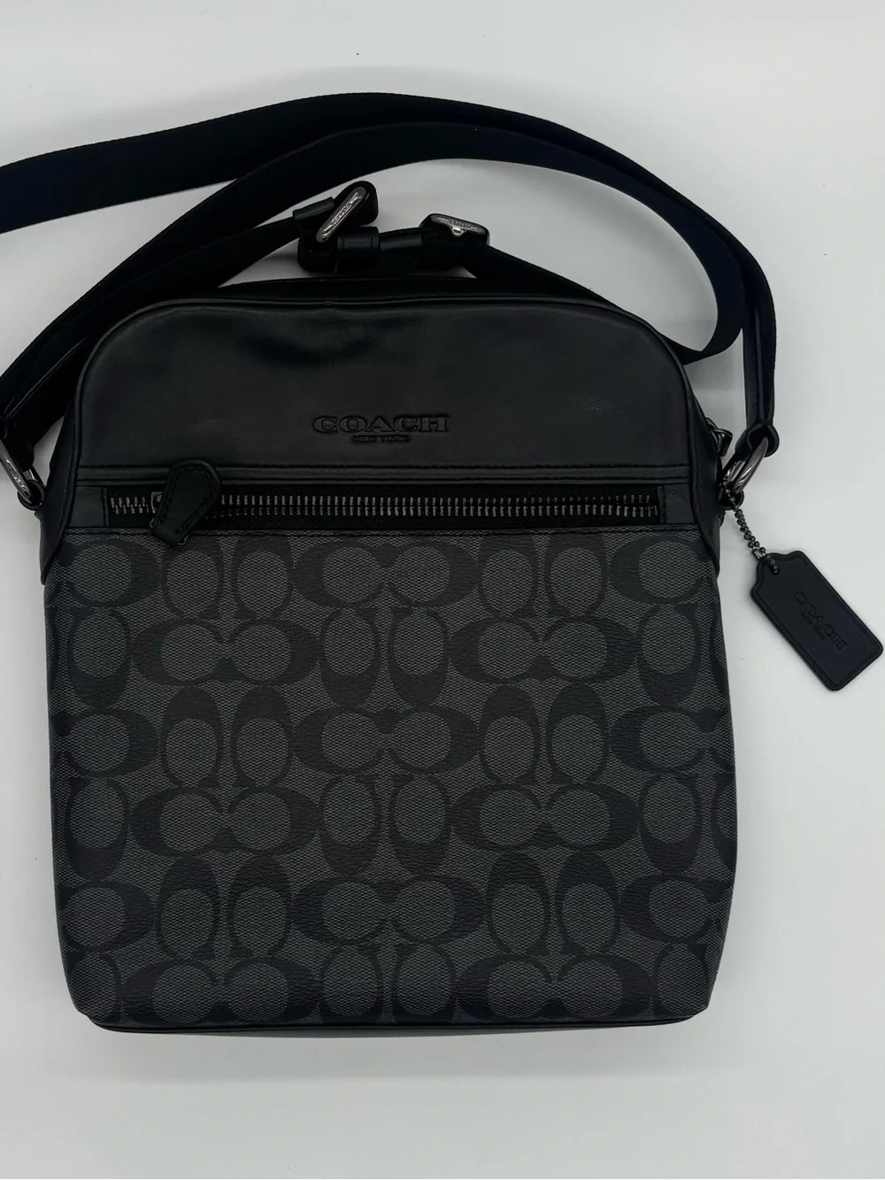 Coach Men's Charcoal/Black Signature Messenger Bag